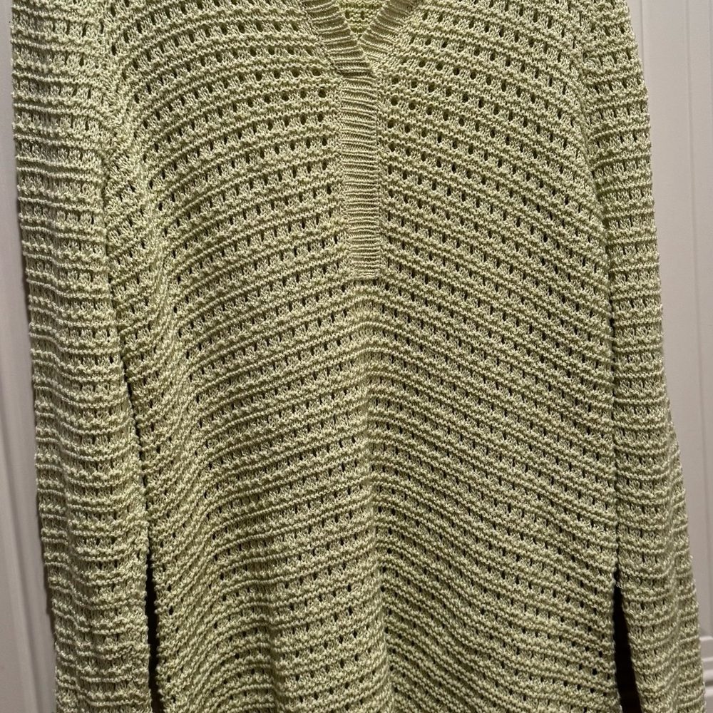 Light Green V-Neck Knit Sweater